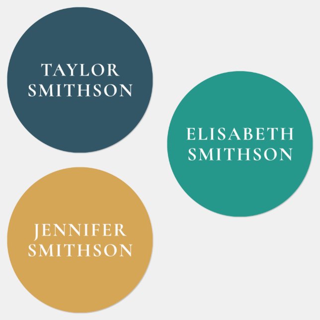     Simple Minimal Retro Colors Custom Name School Labels (Group)