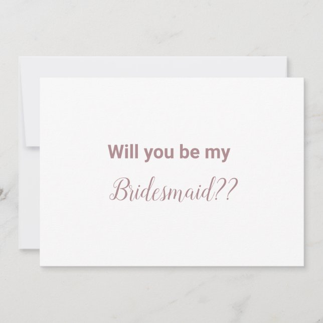 simple minimal rose gold bridesmaid proposal card (Front)