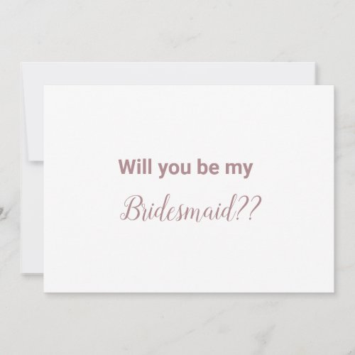 simple minimal rose gold bridesmaid proposal card