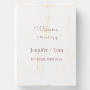 simple minimal rose gold welcome wedding poster wooden box sign