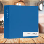 Simple Minimal Royal Blue Modern Color Block 3 Ring Binder<br><div class="desc">A stylish minimalist personalized binder design with modern typography which can easily be personalised with your own name. The design features a stylish horizontal banner on a royal blue background.</div>