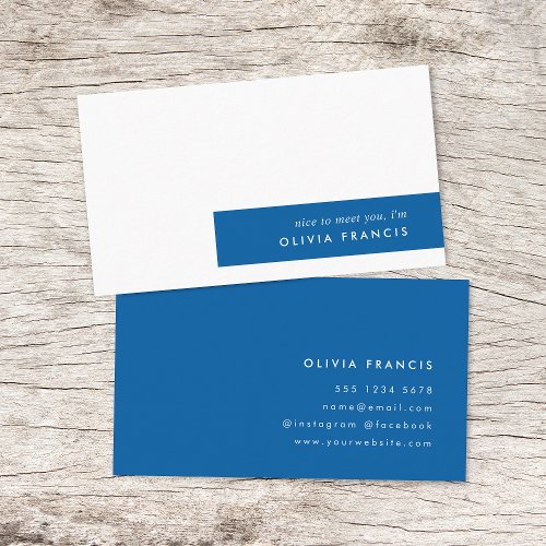 Simple Minimal Royal Blue Modern Color Block Business Card