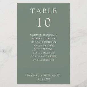 Simple Minimal Sage Green Wedding Seating Chart