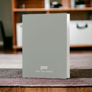 Simple Minimal Sage Green with Monogram and Name Pocket Folder