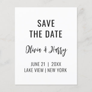 Simple Minimal Save The Date Flyer Black White
