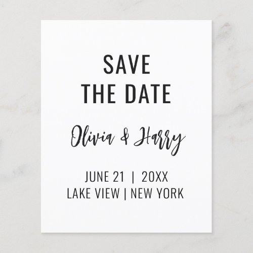 Simple Minimal Save The Date Flyer  Black White