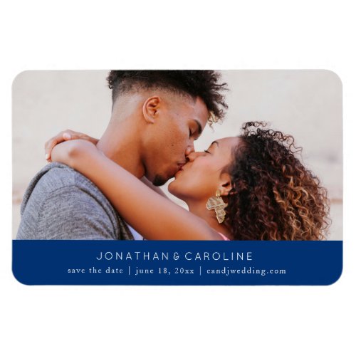 Simple Minimal Save the Date Large Photo Blue Magnet