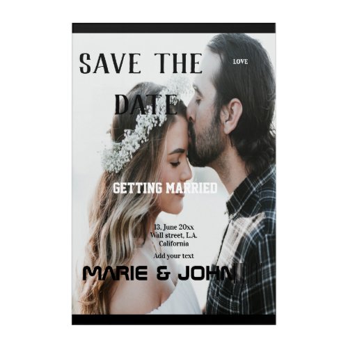 simple minimal save the date magazine cover templa acrylic print