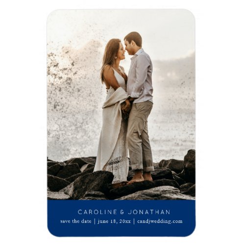 Simple Minimal Save the Date One Large Photo Blue Magnet