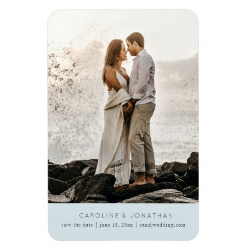 Simple Minimal Save the Date One Large Photo Blue Magnet