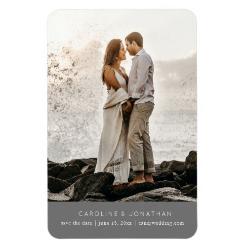 Simple Minimal Save the Date One Large Photo Gray Magnet