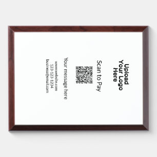 Simple minimal scan to pay Add QR logo website ema Award Plaque