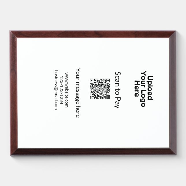 Simple minimal scan to pay Add QR logo website ema Award Plaque (Horizontal)