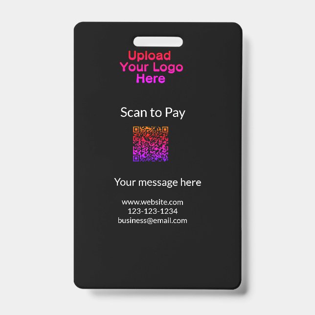Simple minimal scan to pay Add QR logo website ema Badge (Front)