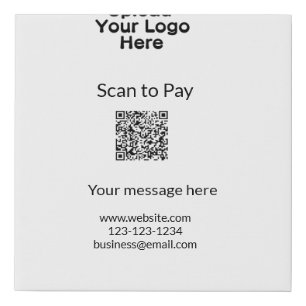 Simple minimal scan to pay Add QR logo website ema Faux Canvas Print