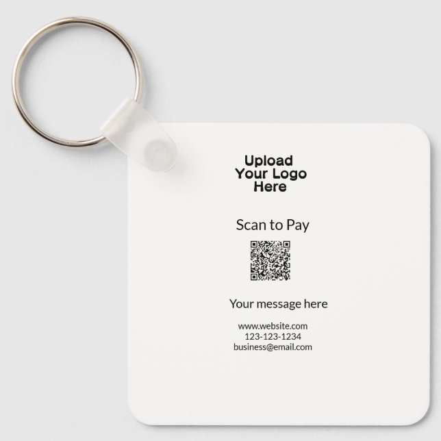 Simple minimal scan to pay Add QR logo website ema Keychain (Front)