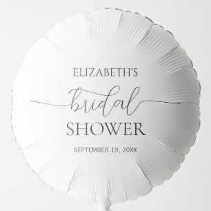 Simple Minimal Script Black & White Bridal Shower Balloon