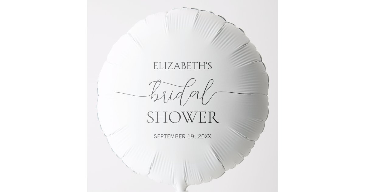 Simple Minimal Script Black & White Bridal Shower Balloon | Zazzle