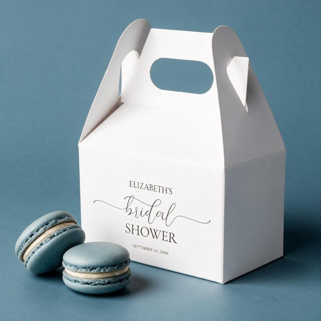 Simple Minimal Script Black & White Bridal Shower Favor Boxes (Creator Uploaded)