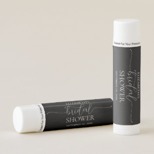 Simple Minimal Script Black & White Bridal Shower Lip Balm