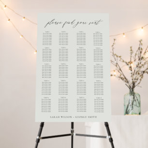 Simple Minimal Script Black White Wedding Seating Foam Board