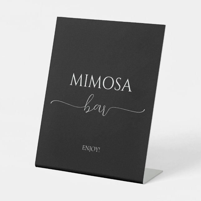 Simple Minimal Script Bridal Shower Mimosa Bar Pedestal Sign (Front)