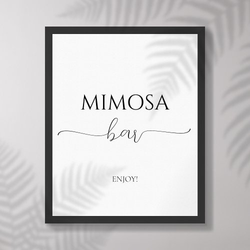 Simple Minimal Script Bridal Shower Mimosa Bar  Poster