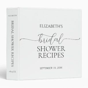 Simple Minimal Script Bridal Shower Recipe 3 Ring Binder
