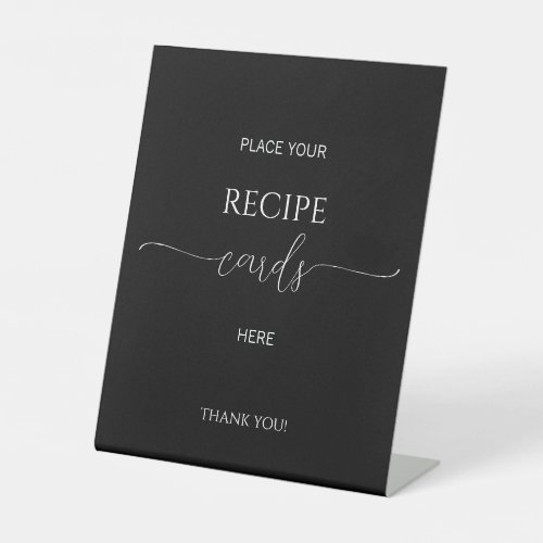 Simple Minimal Script Bridal Shower Recipe Cards Pedestal Sign