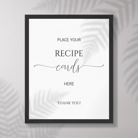 Simple Minimal Script Bridal Shower Recipe Cards Poster