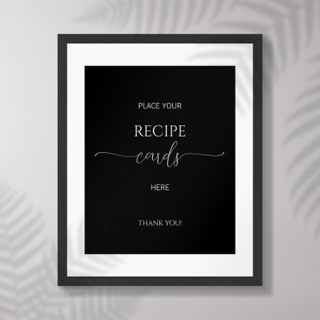 Simple Minimal Script Bridal Shower Recipe Cards Poster
