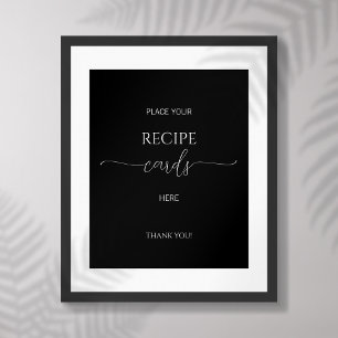 Simple Minimal Script Bridal Shower Recipe Cards Poster
