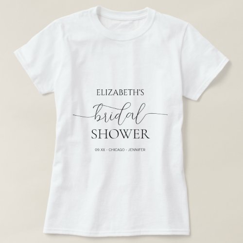 Simple Minimal Script Bridal Shower T_Shirt