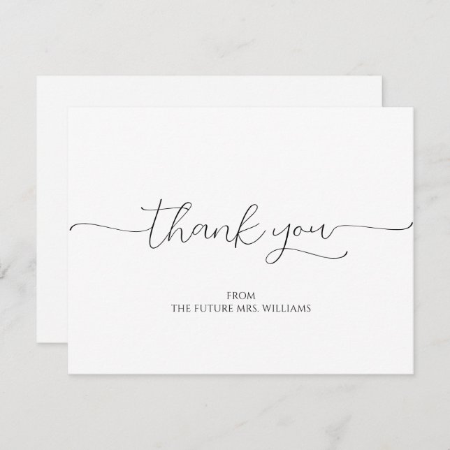 Simple Minimal Script Bridal Shower Thank You Card (Front/Back)