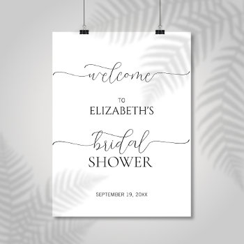 Simple Minimal Script Bridal Shower Welcome Sign by HappyAppleCanvas at Zazzle