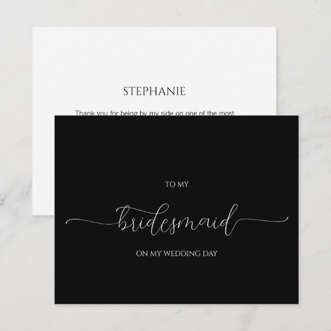 Simple Minimal Script Bridesmaid Thank You Card (Front/Back)
