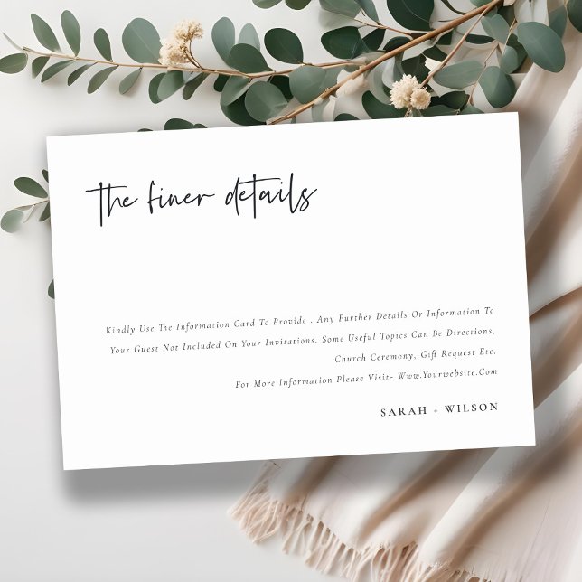 Simple Minimal Script Calligraphy Wedding Details Enclosure Card (Creator Uploaded)