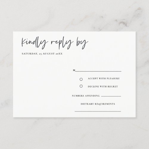 Simple Minimal Script Calligraphy Wedding RSVP Enclosure Card