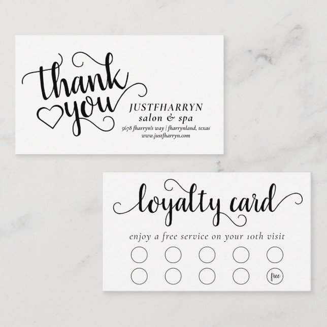 Simple Minimal Script | Classic Branding Thank You Loyalty Card (Front/Back)