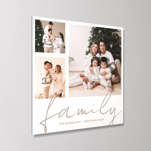 Simple Minimal Script Family Collage Acrylic Photo Tile