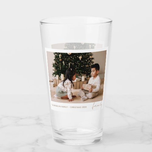 Simple Minimal Script Family Photo Holiday Glass