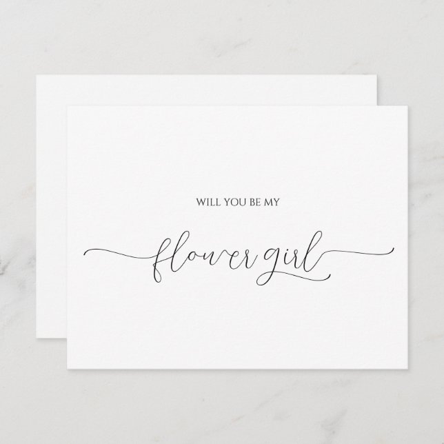 Simple Minimal Script Flower Girl Proposal Card (Front/Back)