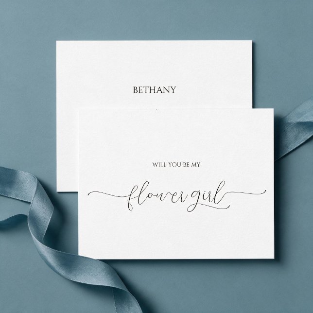 Simple Minimal Script Flower Girl Proposal Card (Creator Uploaded)