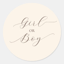 Simple Minimal Script Gender Reveal Party Beige