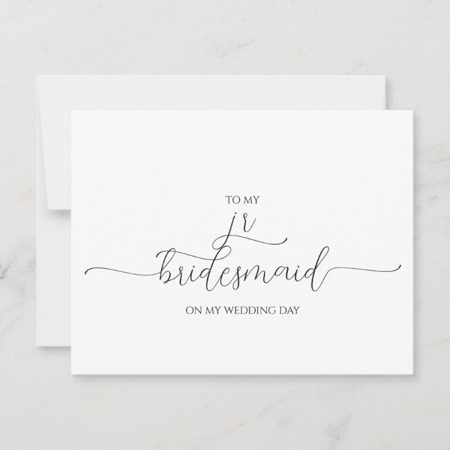 Simple Minimal Script Jr Bridesmaid Thank You Card (Front)