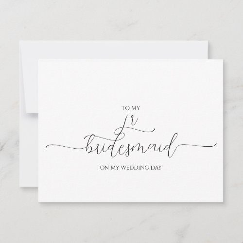 Simple Minimal Script Jr Bridesmaid Thank You Card