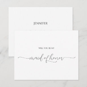 Simple Minimal Script Maid of Honor Proposal Card
