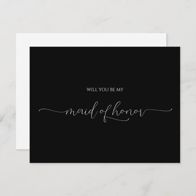 Simple Minimal Script Maid of Honor Proposal Card (Front/Back)