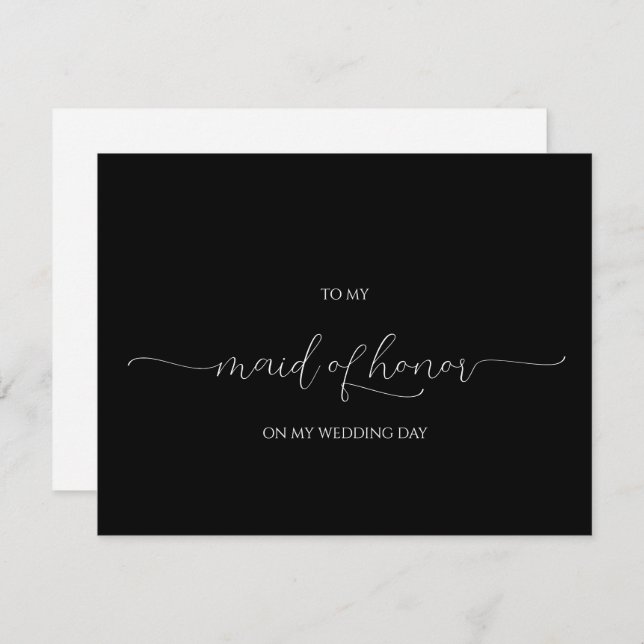 Simple Minimal Script Maid of Honor Thank You Card (Front/Back)