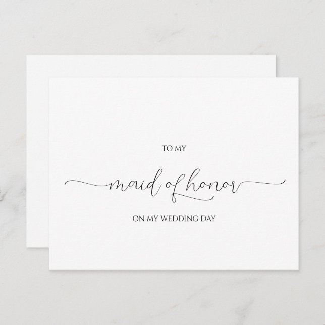 Simple Minimal Script Maid of Honor Thank You Card (Front/Back)